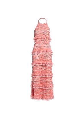 Elie Saab bead-embroidered ruffled maxi dress - Pink