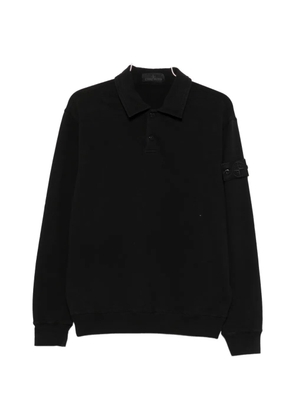 Stone Island logo-patch long-sleeve polo shirt - Black