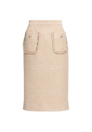 Elie Saab tweed python-print midi skirt - Neutrals