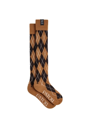 Patou argyle-knit knee-high socks - Brown