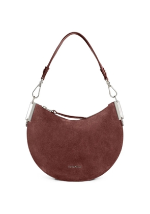 Coccinelle Sunup suede crescent-shaped shoulder bag - Brown