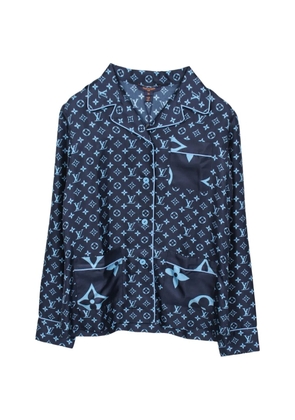 Louis Vuitton Pre-Owned 2020s monogram-pattern silk shirt - Blue