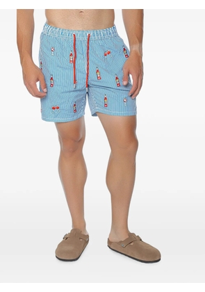 MC2 Saint Barth Gustavia embroidered striped swim shorts - Blue