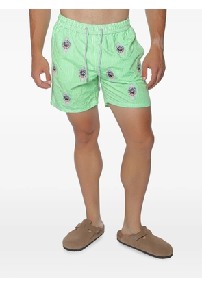 MC2 Saint Barth Gustavia embroidery striped swim shorts - Green