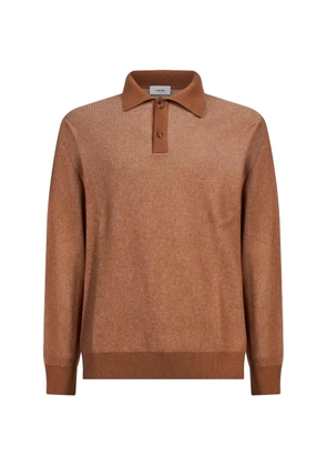 Lardini ribbed-knit long-sleeve polo shirt - Brown