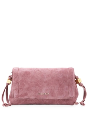 Coccinelle mini Thess logo-lettering suede shoulder bag - Pink