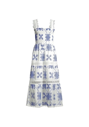 Waimari Coco embroidered tiered maxi dress - White