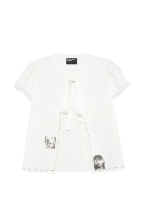 Enfants Riches Déprimés tie-fastening graphic-print blouse - Neutrals