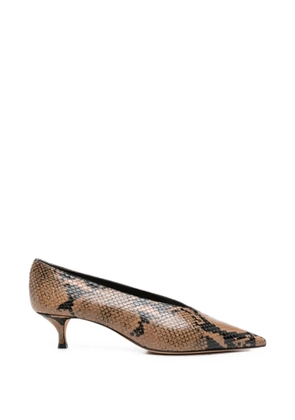 Le Monde Beryl Babouche snake-effect heeled pumps - Brown