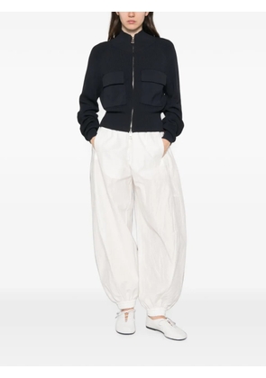 Liviana Conti ribbed-knit flap-pocket cardigan - Blue