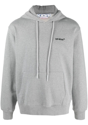 Off-White logo-embroidered organic cotton hoodie - Grey