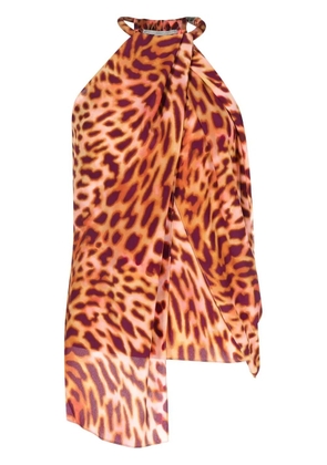 Stella McCartney animal-print draped blouse - Orange