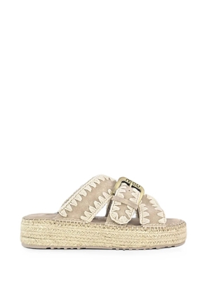 Mou crochet-stitch buckled sandals - Neutrals
