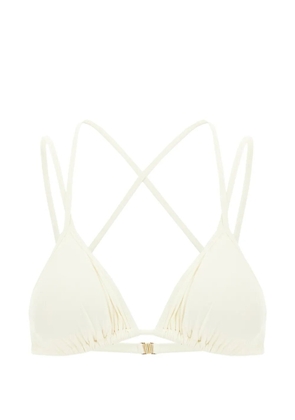 Maison Anami crossover-strap ruched bikini top - Neutrals