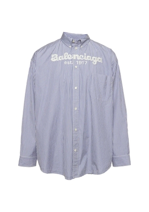 Balenciaga Pre-Owned striped logo-embroidered shirt - Purple