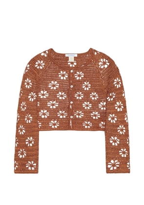 Calle Del Mar floral-crochet cardigan - Brown