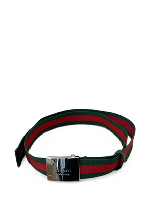 Gucci Web-stripe plaque-buckle belt - Green