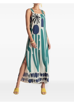 MOUTAKI graphic-print side-slit maxi dress - Neutrals
