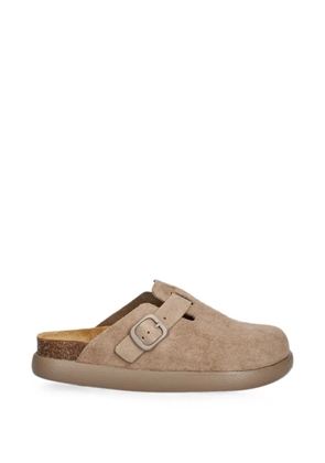 Scholl buckle-fastening suede slippers - Neutrals