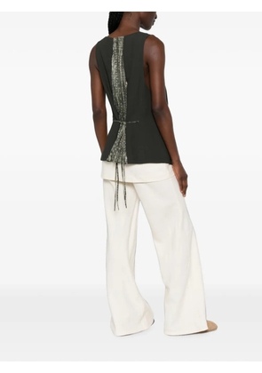 Ziggy Chen patterned-panel vest - Green