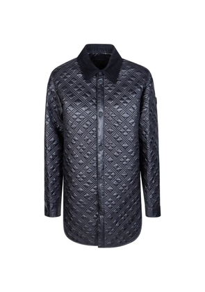 Moncler quilted corduroy-collar shirt - Blue