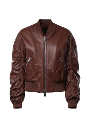 DONDUP ruched leather bomber jacket - Brown