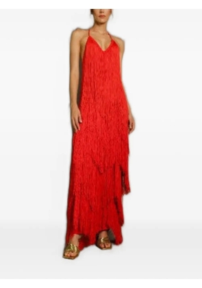 Bless fringe-trimmed tiered maxi dress