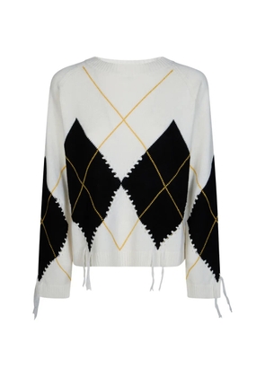 PINKO argyle-knit distressed sweater - White