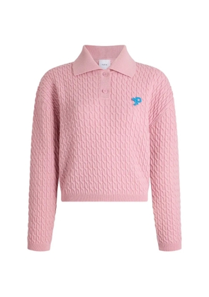 Patou JP cable-knit polo sweater - Pink