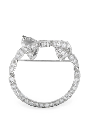 LB Exclusive diamond circular-shape bow brooch - Silver