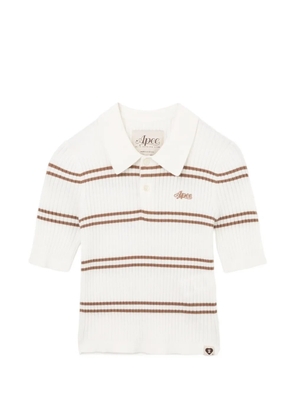 APEE™ by *A BATHING APE® striped ribbed-knit polo top - White