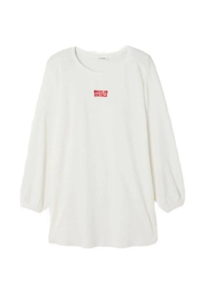 American Vintage logo-embroidered ribbed T-shirt - White