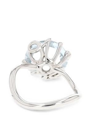 Christian Dior Pre-Owned 2010s Oui aquamarine and diamond ring - Silver