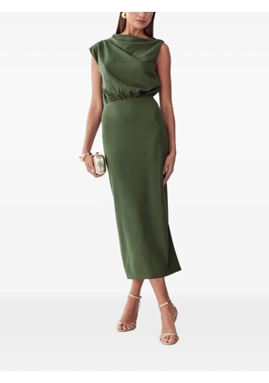 ST MRLO draped elasticated-waist midi dress - Green