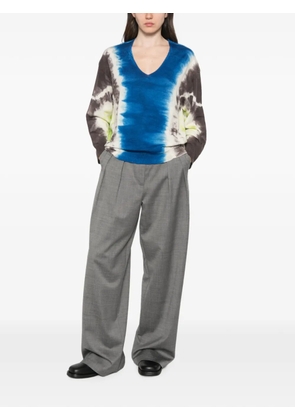 Liviana Conti tie-dye V-neck sweater - Blue