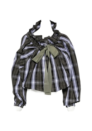 Patou scoop-neck check ruffled blouse - Green