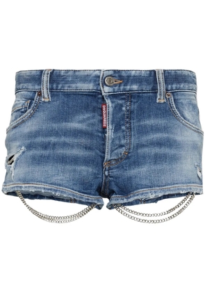 DSQUARED2 chain-detail denim mini shorts - Blue