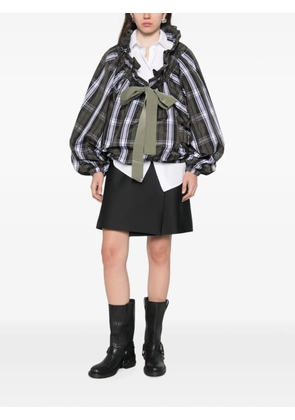 Patou scoop-neck check ruffled blouse - Green