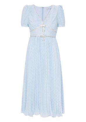 Self-Portrait pleated chiffon midi dress - Blue