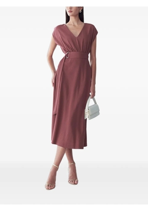 ST MRLO belted V-neck midi dress - Brown