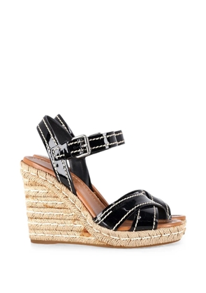 Prada Pre-Owned cross-strap wedge espadrilles - Black