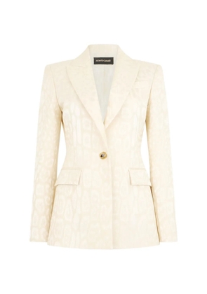 Roberto Cavalli leopard-jacquard single-breasted blazer - Neutrals