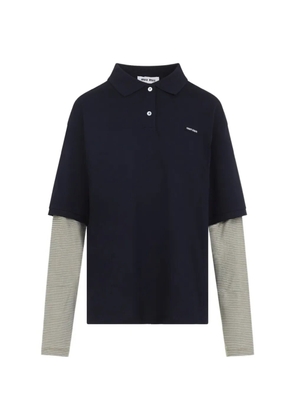 Miu Miu layered-sleeve striped polo shirt - Blue