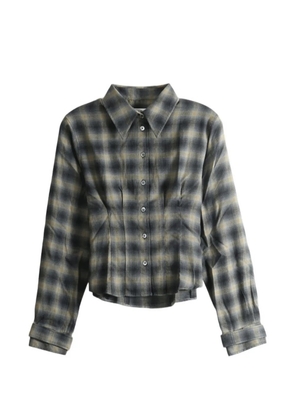 OUR LEGACY Envelop check-pattern pleated shirt - Green