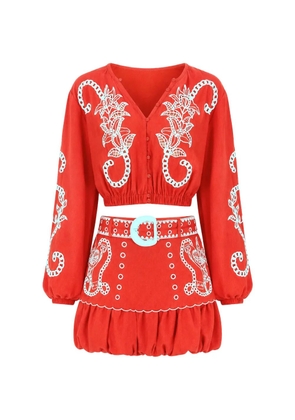 FARM Rio Richilieu embroidered cropped blouse