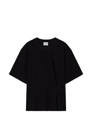 Closed ribbed draped T-shirt - Black