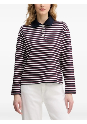 Benetton striped long-sleeve polo shirt - White
