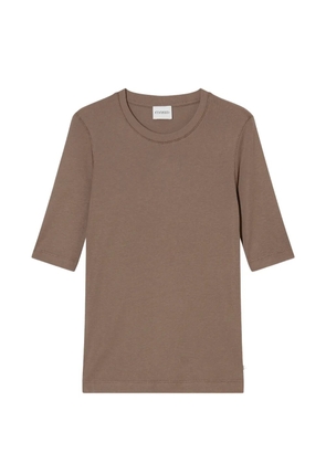 Closed crew-neck short-sleeve T-shirt - Brown