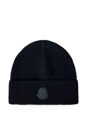 Moncler ribbed-knit logo-patch beanie hat - Black