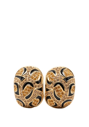 Christian Dior Pre-Owned 20th Century Gold Plated Strass Enamel Oval Clip On Earrings costume earrings